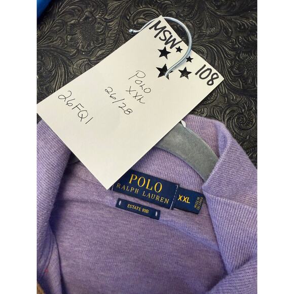 Polo Ralph Lauren Pullover Knit Shirt Men's XXL Purple Quarter Zip Long Sleeve - Picture 3 of 6